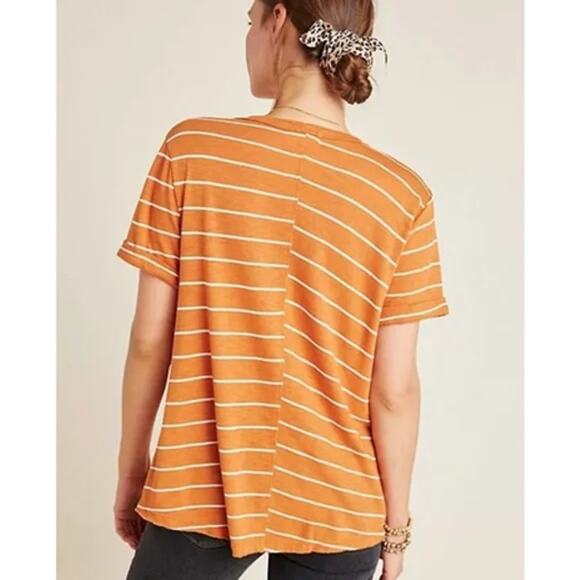 Anthropologie T.La Riley Asymmetrical Pocket Tee Gold Orange Size S NWT - Picture 2 of 6